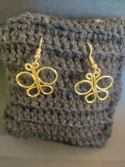 Pendientes mariposa alambre dorado
