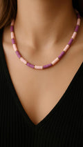 Collar piezas silicona rosa palo y lila