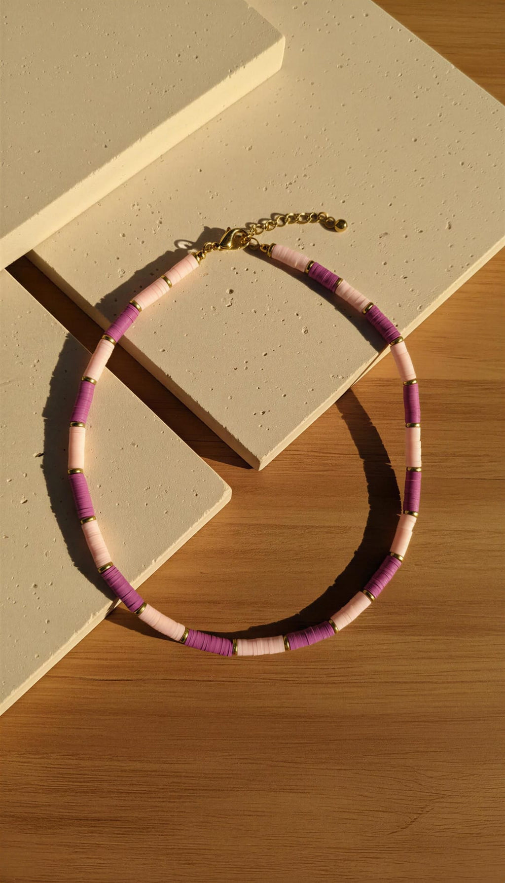 Collar piezas silicona rosa palo y lila
