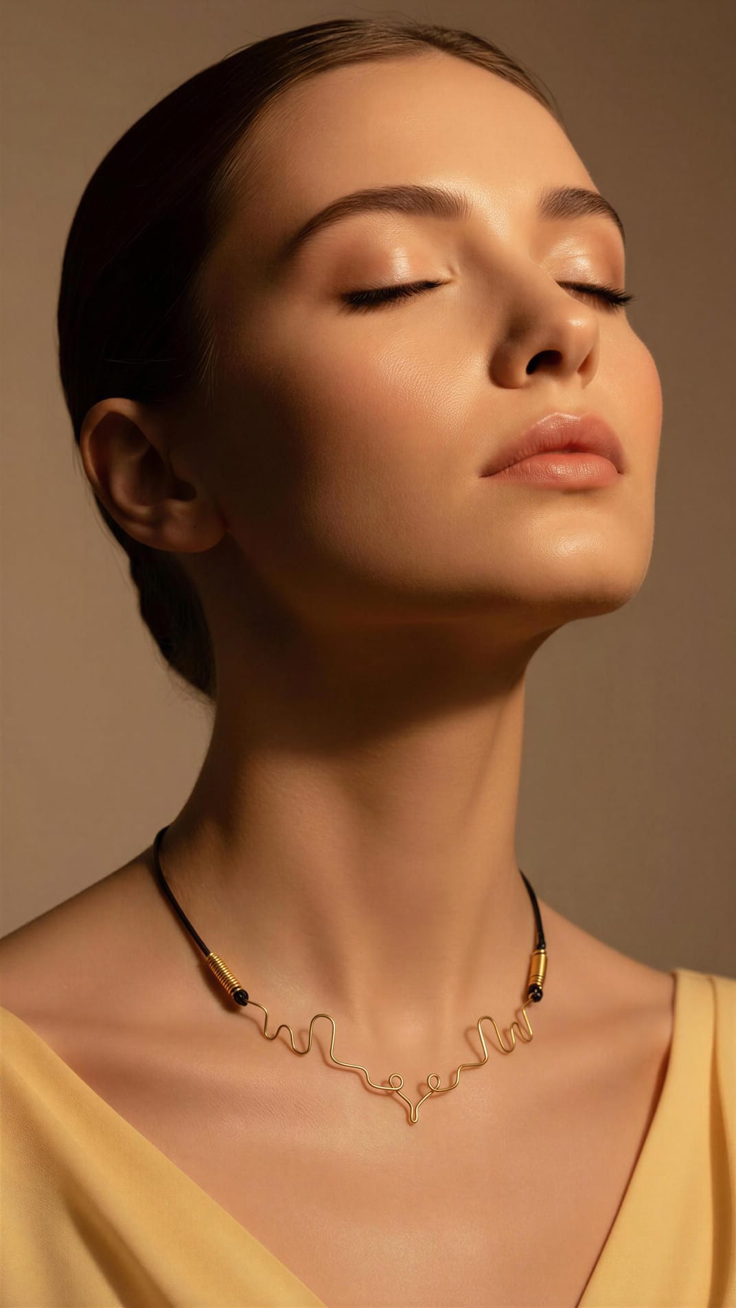 Collar semirrigido alamabre dorado formas semicorazon
