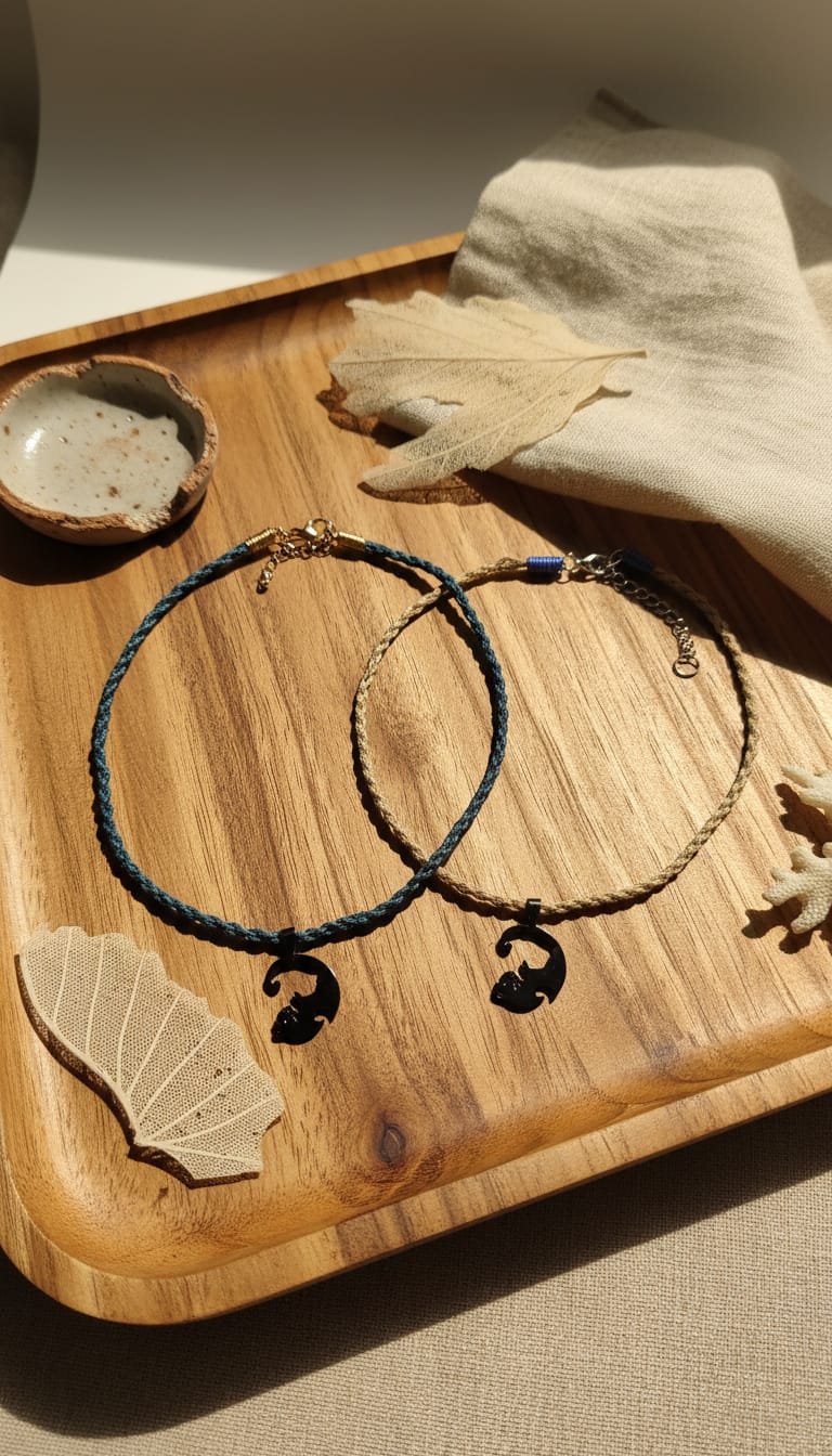 Pareja de Collares con gatos entrelazados