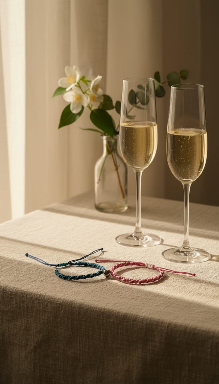 Pareja de pulseras con corazón imantado