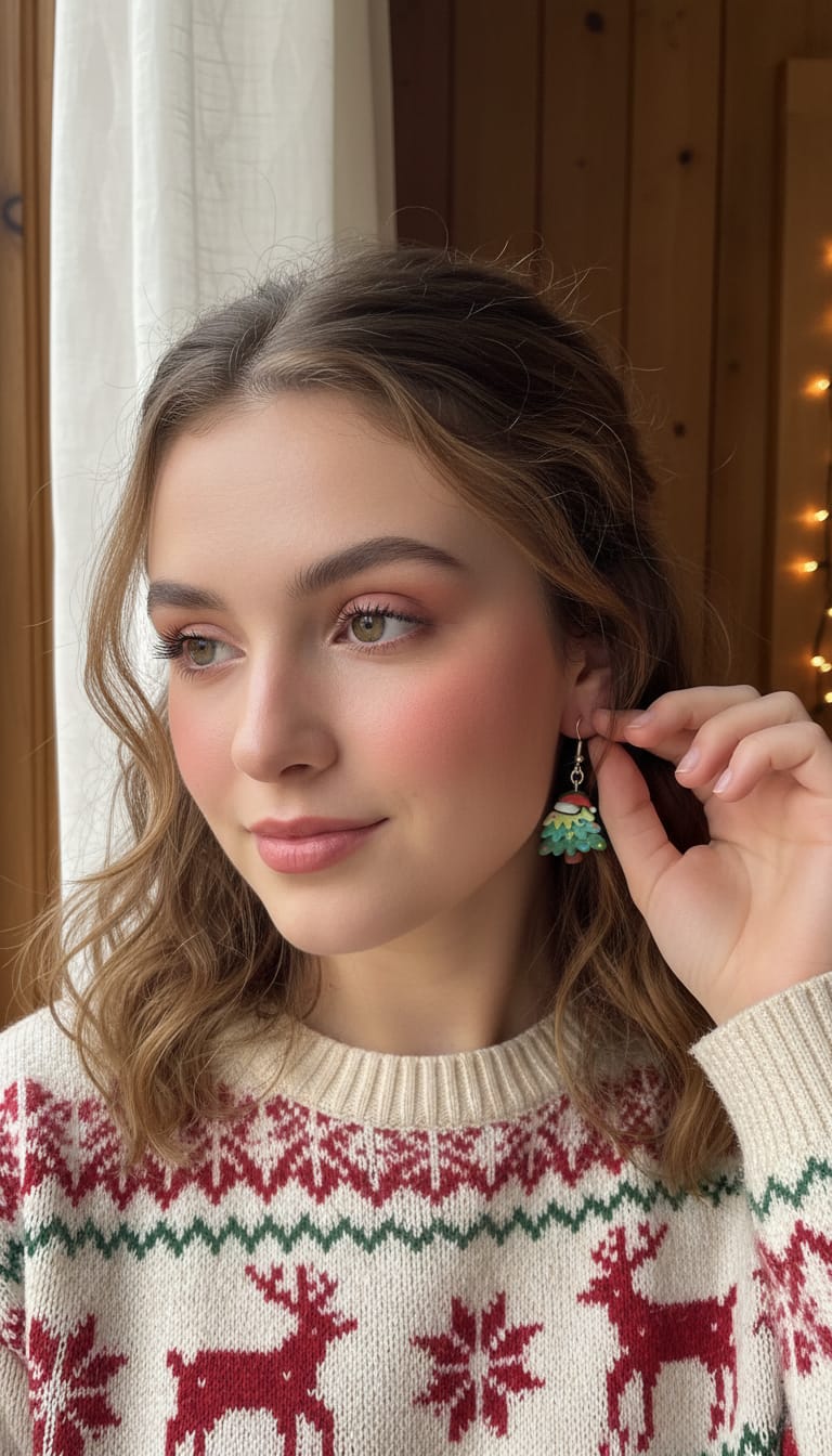 Pendientes árbol de Navidad con color cierre de gancho