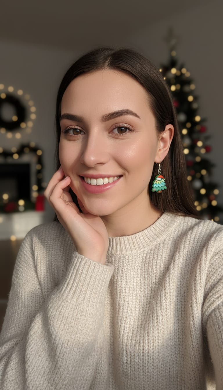 Pendientes árbol de Navidad con color cierre de gancho