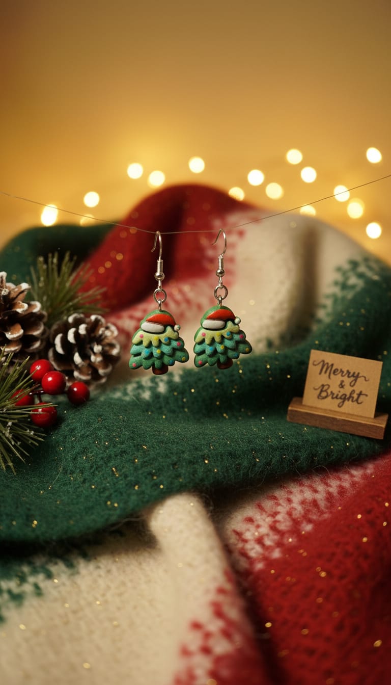 Pendientes árbol de Navidad con color cierre de gancho