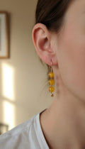 Pendientes largos con 3 agatas amarillas