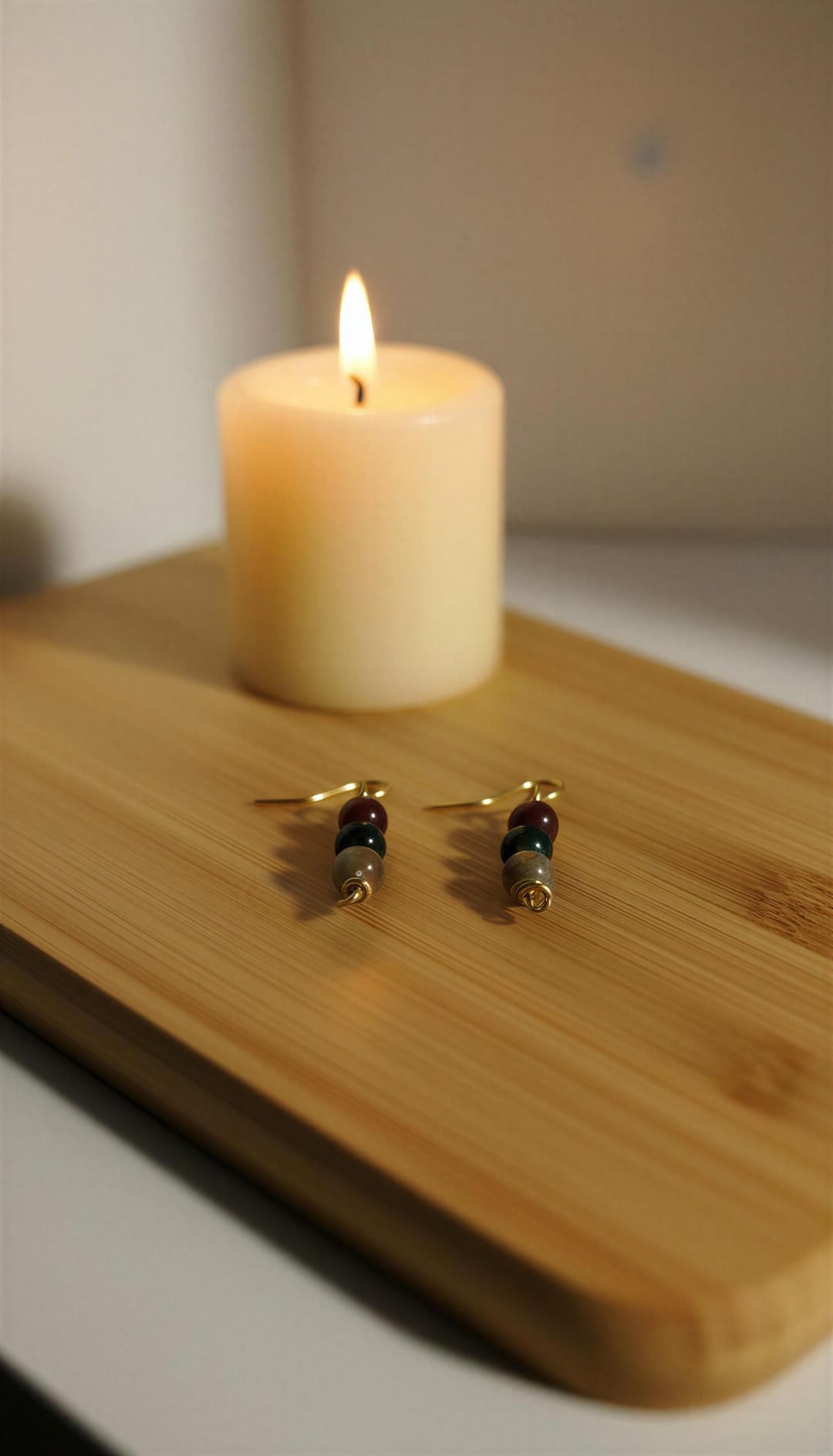 Pendientes largos con 3 agatas de la india