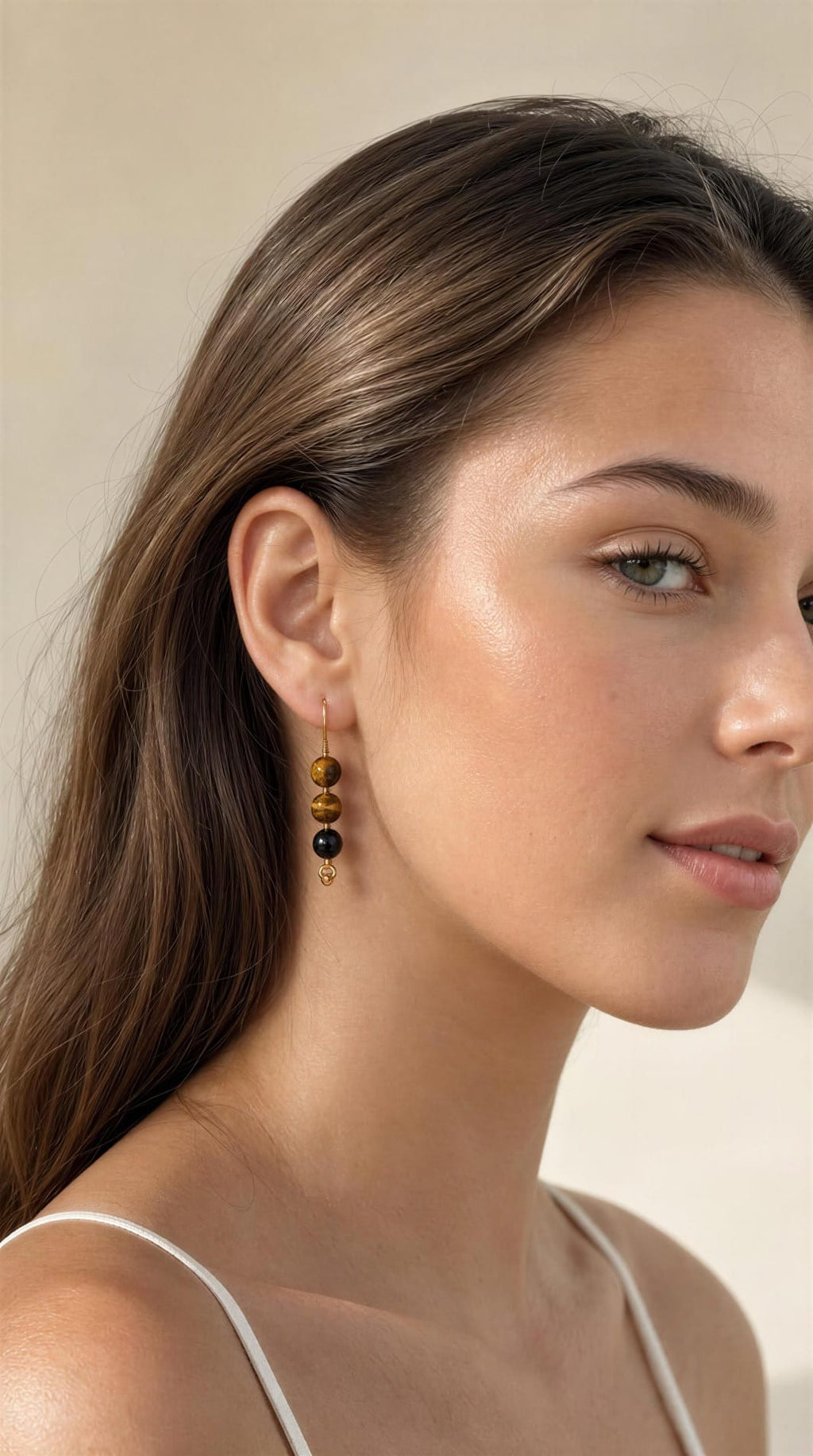 Pendientes largos 3 ojos tigre