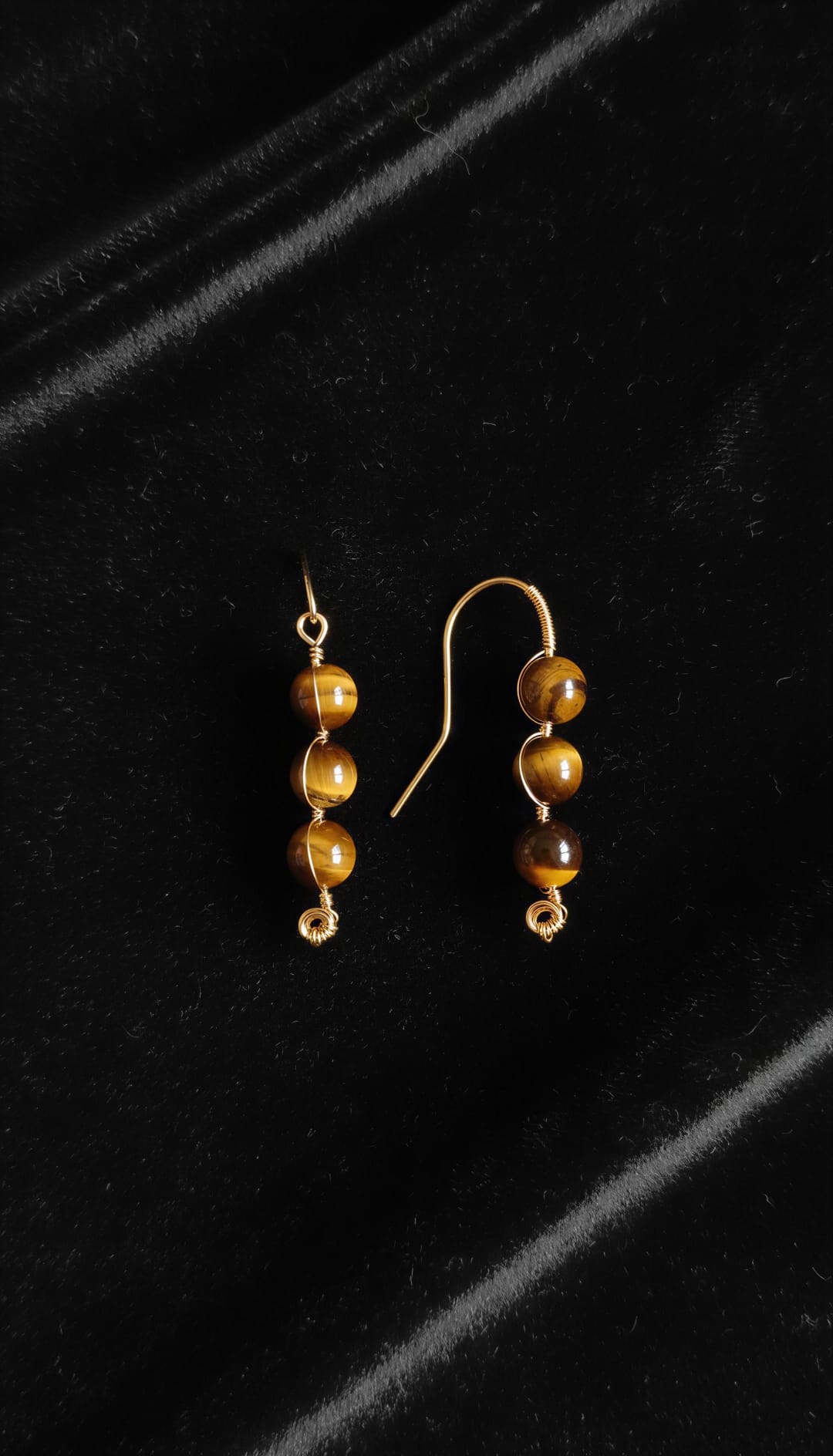 Pendientes largos 3 ojos tigre