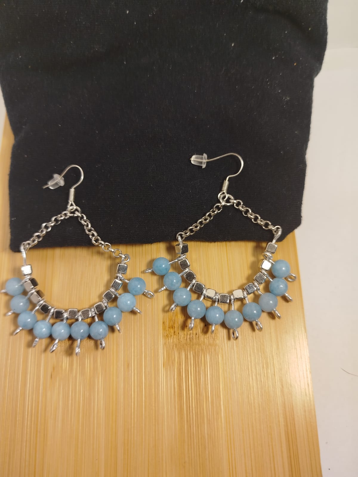 Pendientes plateados con Jade de 6mm
