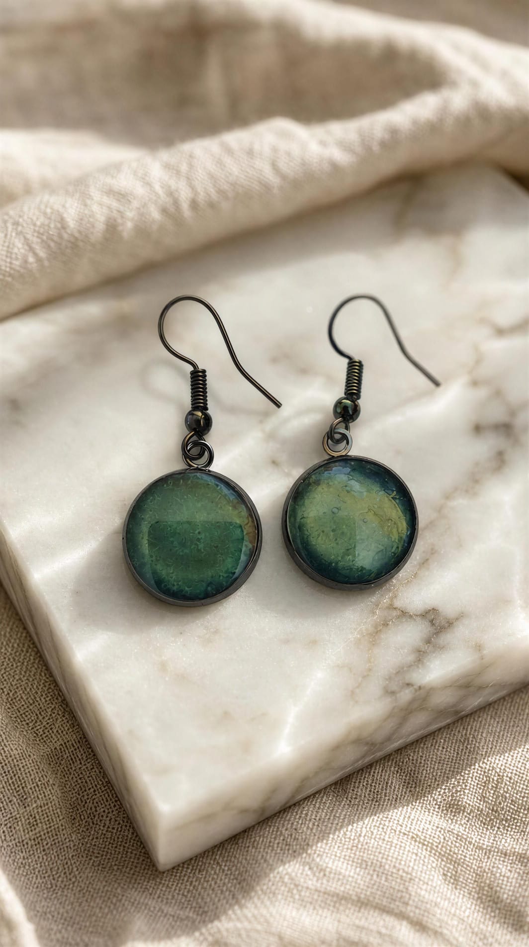 Pendientes redondos verde turquesa