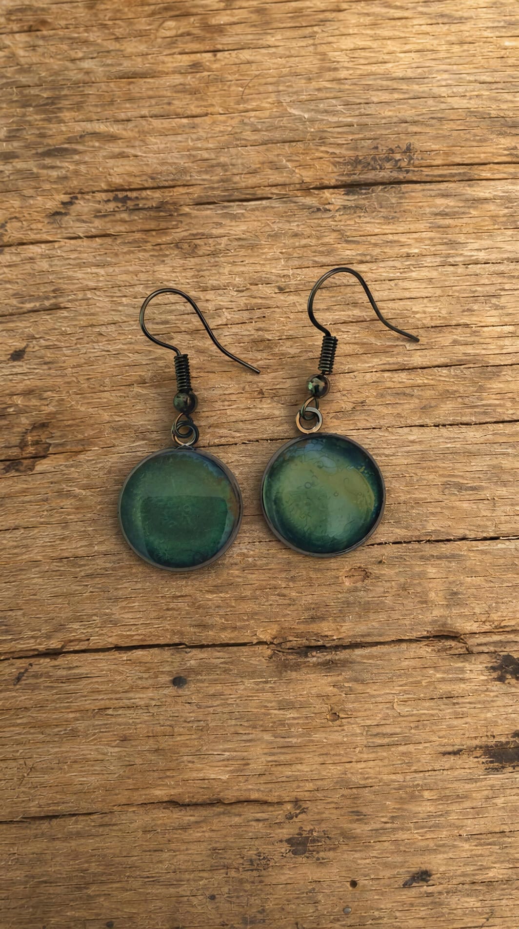Pendientes redondos verde turquesa