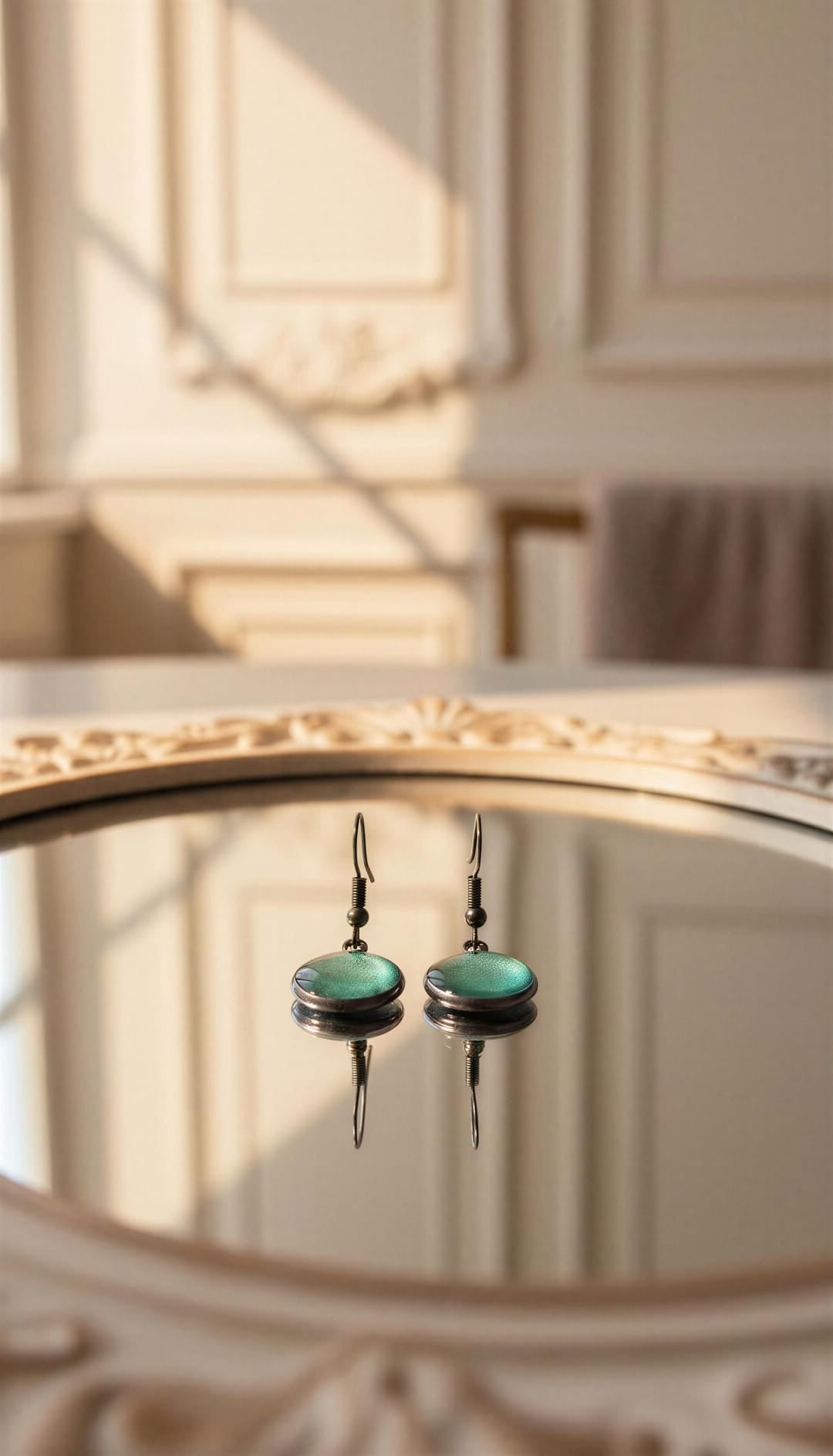 Pendientes redondos verde turquesa