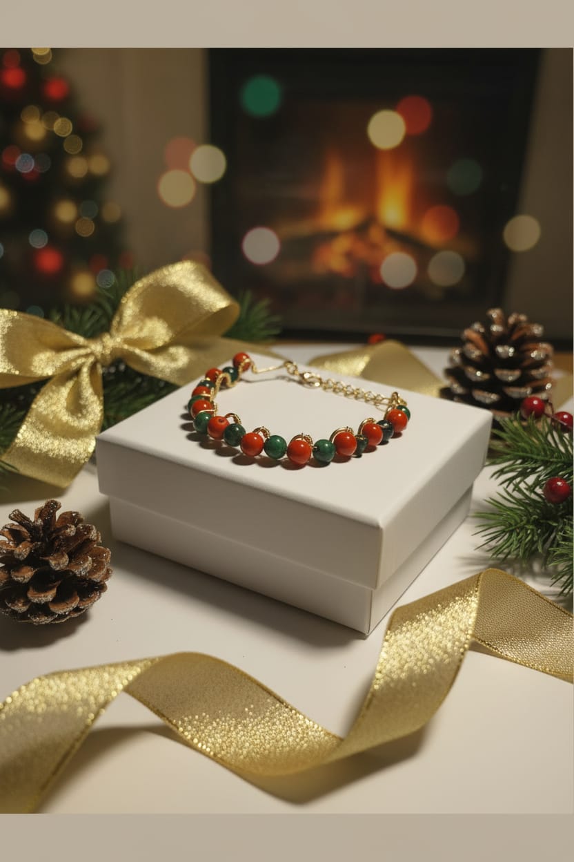 Pulsera alambre dorado con lapislázuli i Jade coral rojo