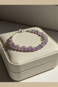 Pulsera de alambre plateado con jade lavanda mediano