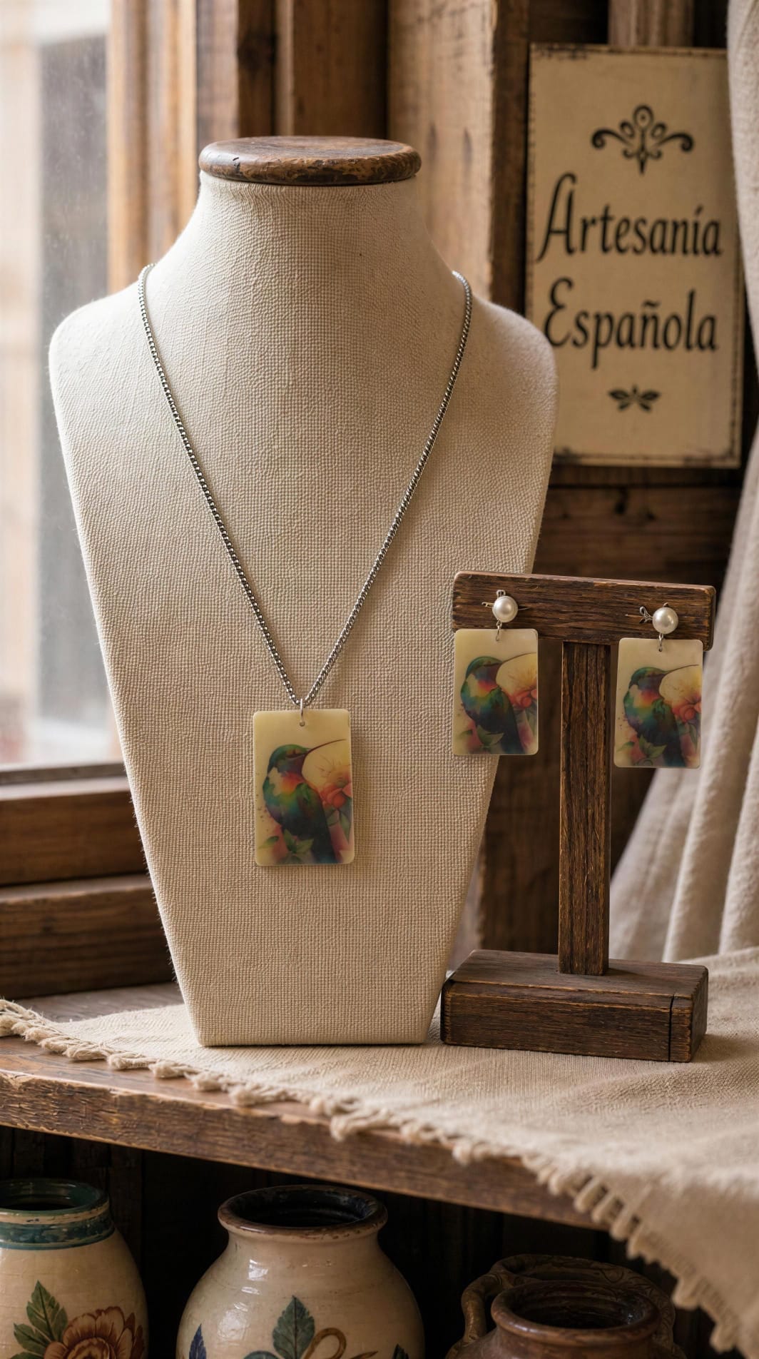 Collar con imagen de colibrí
