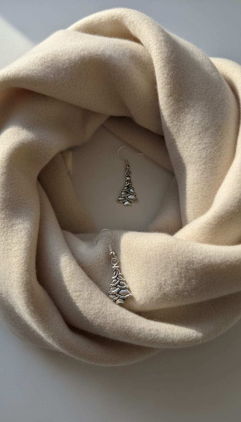 Pendientes árbol de navidad plateado sin color, cierre gancho